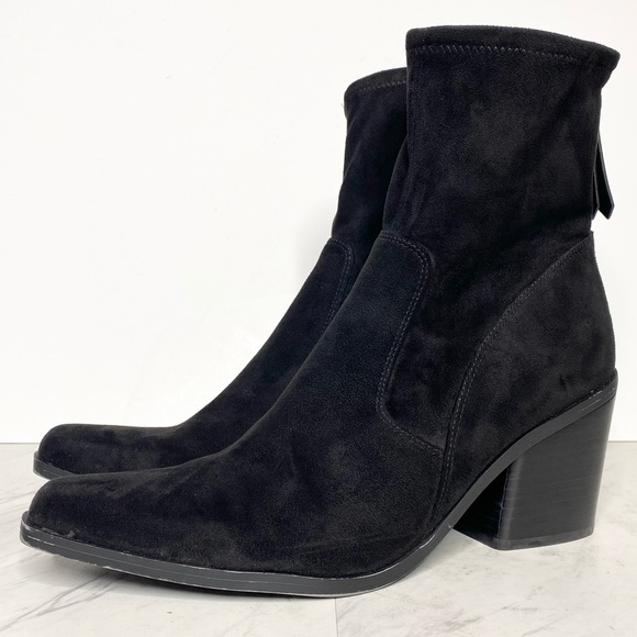 Naturalizer Ella Pointed Toe Faux Suede Black Bootie 10M - Picture 1 of 12